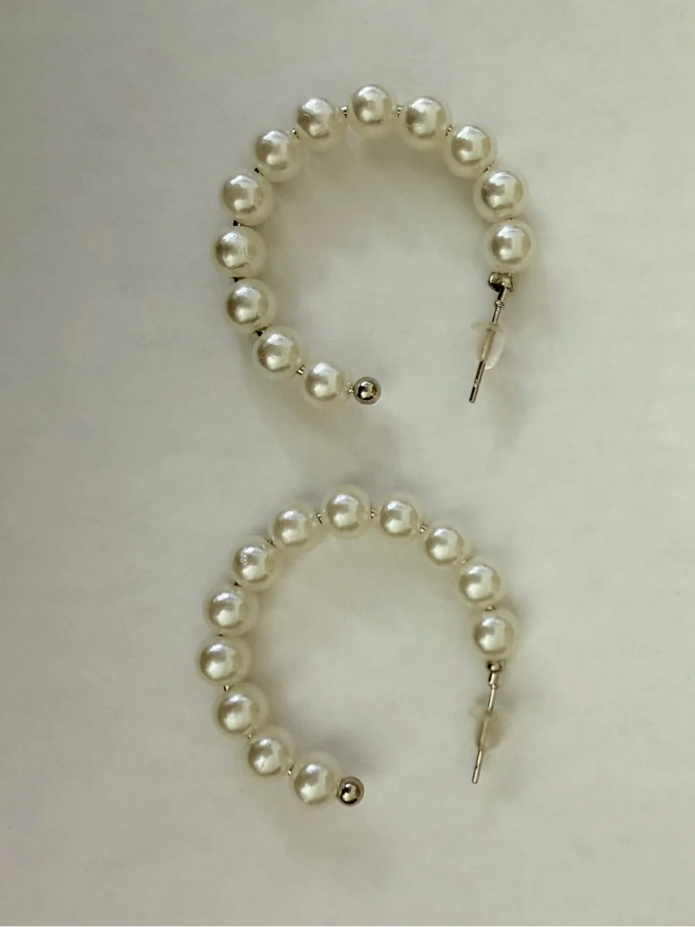 Pearl Beaded Hoop Earrings - White